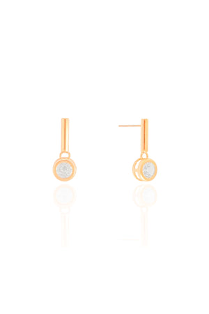 Brinco Palito Tubo Ponto de Luz Cristal Banhado a Ouro 18K