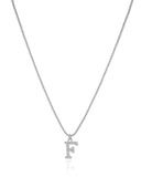 Gargantilha Veneziana Letra F Cravejada Cristal Ródio Branco - 45 cm