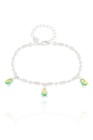 Pulseira Gomos Gotas Turmalina Ródio Branco