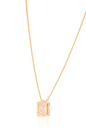 Gargantilha Veneziana Retângulo Orgânico Cristal Banhado a Ouro 18K - 45 cm