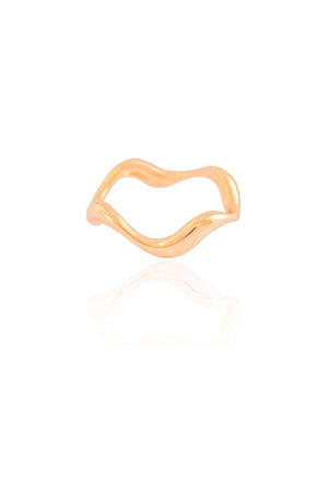Anel Ondas Liso Tamanho 15 Banhado a Ouro 18K