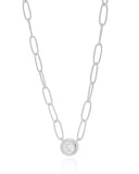 Gargantilha Elos Ovais Ponto de Luz Cristal Ródio Branco - 45 cm