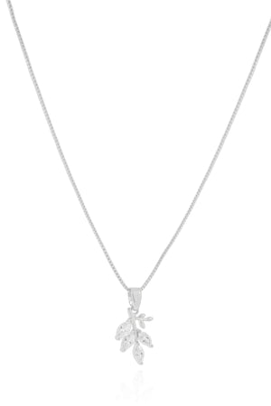 Gargantilha Veneziana Folha Navetes Cristal Ródio Branco - 45 cm