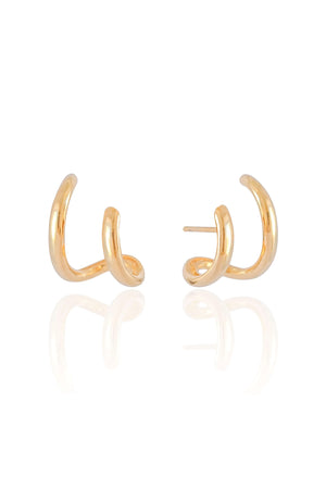 Ear Cuff Dois Filetes Liso Banhado a Ouro 18K