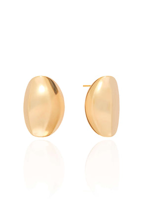 Brinco Oval Liso Banhado a Ouro 18K