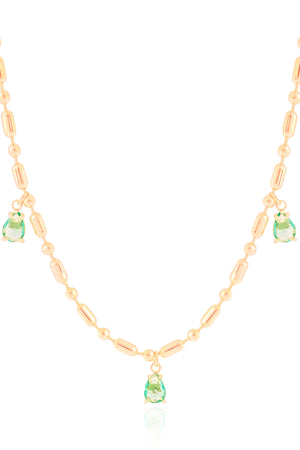 Gargantilha Gomos Gotas Turmalina Banhado a Ouro 18K - 40 cm