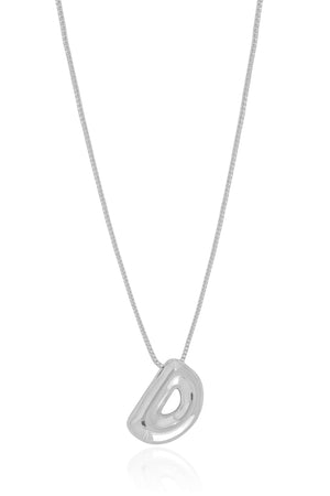 Gargantilha Veneziana Letra D 1.7 cm Bolha Ródio Branco - 45 cm