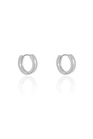 Brinco Argola Click Reta Lisa 1.3 cm Ródio Branco