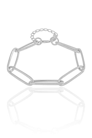 Pulseira Elos Ovais Ródio Branco