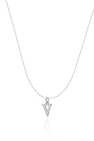 Choker Nylon Letra V Ródio Branco