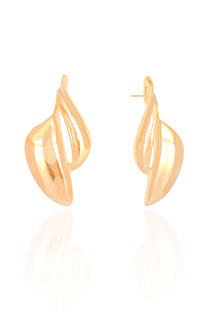 Brinco Orgânico Liso 4.0 cm Banhado a Ouro 18K