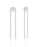 Brinco Rabo de Rato Franja Ponto de Luz 7.2 cm Ródio Branco