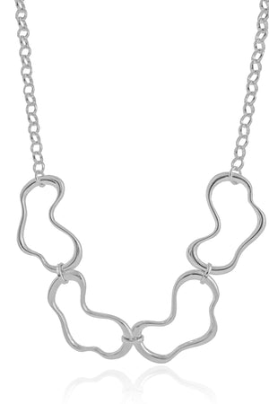 Gargantilha Elos Portugueses Orgânico Vazado Ródio Branco