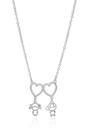 Gargantilha Filho Menino Menina Corações Lisos Ródio Branco - 45 cm