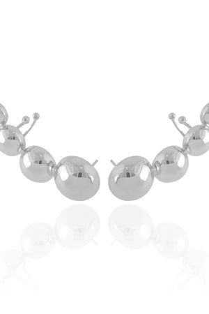 Ear Cuff Bolas Lisas Ródio Branco