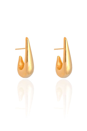 Brinco Argola Gota Lisa 3cm Banhado a Ouro 18K