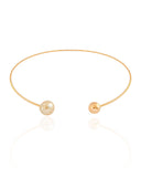 Aro Bola Lisa e Pérola Banhado a Ouro 18K