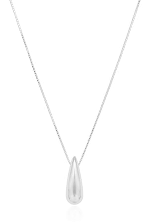 Gargantilha Veneziana com Pingente de Gota Abaulada Lisa Ródio Branco