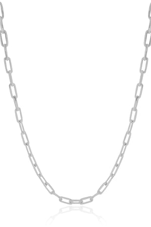 Gargantilha Elos Ovais 4 mm Ródio Branco - 40 cm