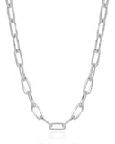 Gargantilha Elos Ovais 8 mm Ródio Branco - 45 cm