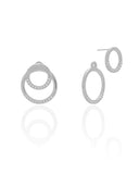 Ear Jacket Argola Dupla Cravejada Cristal Ródio Branco