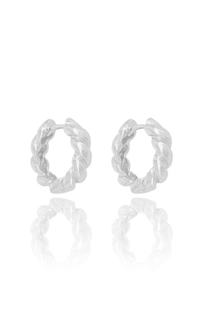 Brinco Argola Oval Fios Torcidos 1.6 cm Ródio Branco