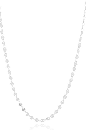 Gargantilha Longa Plaquetas Redondas Flat Ródio Branco