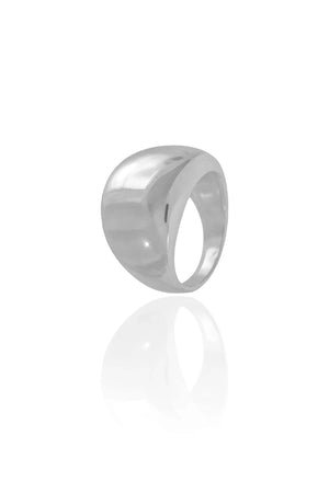 Anel Abaulado Liso Tamanho 21 Ródio Branco