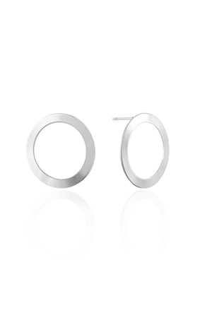 Brinco Argola Frontal Flat Liso 2.0 cm Ródio Branco