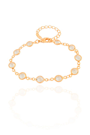 Pulseira Pontos de Luz Cristal 7 mm Banhado a Ouro 18K