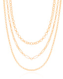 Gargantilha Tripla Elos Portugueses e Ovais Banhado a Ouro 18K