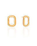 Brinco Retangular Liso 2.3 cm  Banhado a Ouro 18K