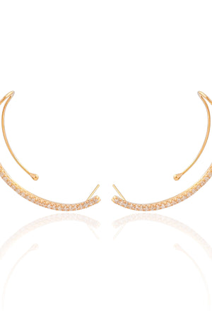 Ear Cuff Cravejado Cristal Banhado a Ouro 18K