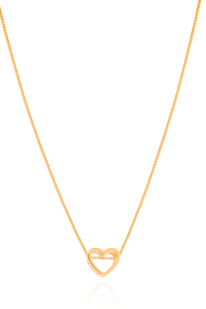 Gargantilha Veneziana Coração Vazado 1.0 cm Banhado a Ouro 18K - 45 cm