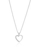 Gargantilha Veneziana Coração Cravejado Cristal Ródio Branco - 45 cm