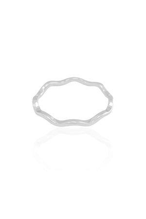 Anel Ondas Liso 1 mm Tamanho 21 Ródio Branco