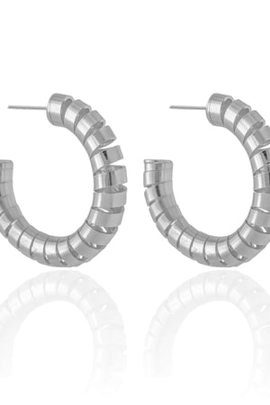 Brinco Argola Mola Lisa 4.0 cm Ródio Branco