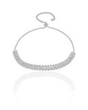 Pulseira Baguetes Zircônia Fecho Gravata Ródio Branco - 20 cm