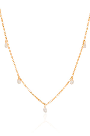 Choker Elos Gotas Cristais Banhado a Ouro 18K