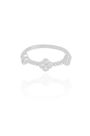 Anel Trevo Cristal Tamanho 20 Ródio Branco