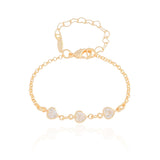 Pulseira Infantil Corações Cristal Banhado a Ouro 18K