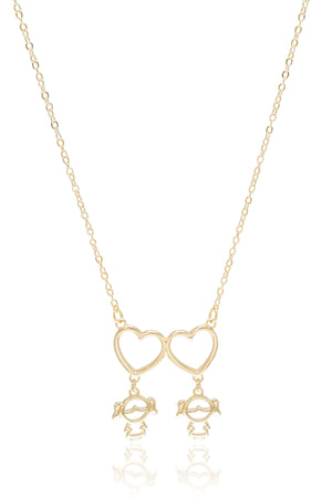 Gargantilha Filho Meninas Corações Lisos Banhado a Ouro 18K - 45 cm