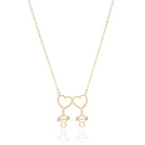 Gargantilha Filho Meninas Corações Lisos Banhado a Ouro 18K - 45 cm