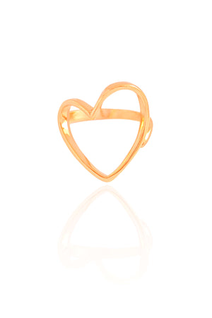 Anel Coração Vazado Tamanho 25 Banhado a Ouro 18K