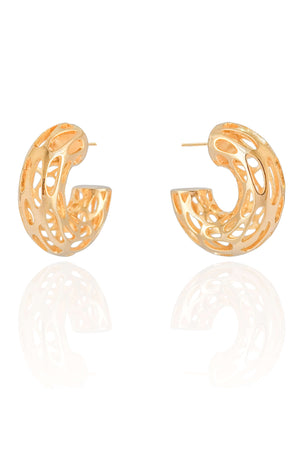 Brinco Argola Tubo Tela 3.1 cm Banhado a Ouro 18K