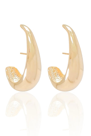 Ear Hook Meia Lua Liso 3.3 cm Banhado a Ouro 18K