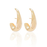 Ear Hook Meia Lua Liso 3.3 cm Banhado a Ouro 18K
