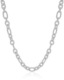 Gargantilha Elos Ovais 8 mm Ródio Branco - 45 cm