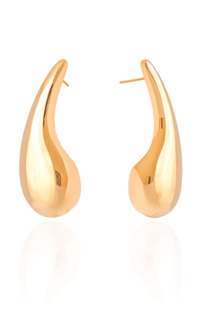 Brinco Gota Lisa 5.0 cm Banhado a Ouro 18K