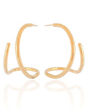 Brinco Meia Argola Fio Liso 4.2 cm Banhado a Ouro 18K